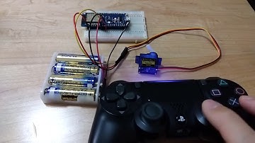 ESP32とPS4コントローラーDualshock4をbluetooth接続してサーボモーター制御_外部電源供給