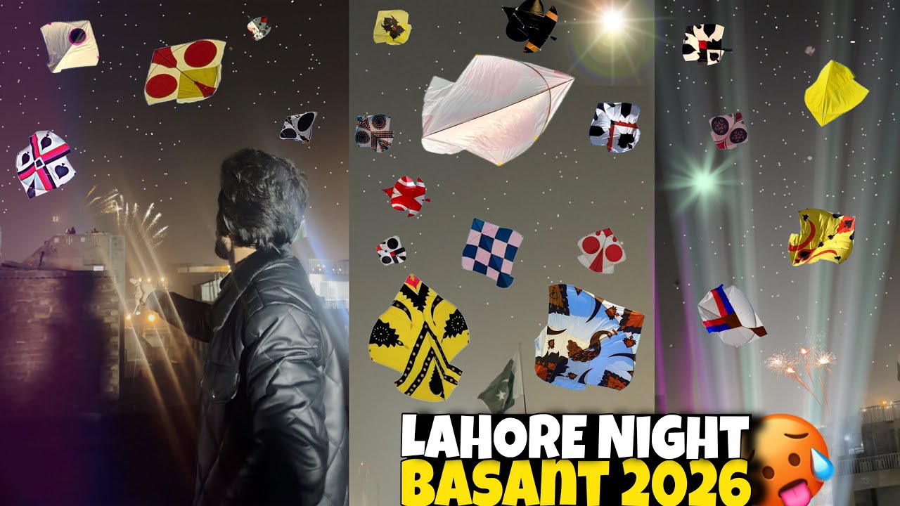 Pakistan Biggest Kite Festival 🤩Night Basant Lahore😱Millions + Kites End Kr Dia || Kite Catching!