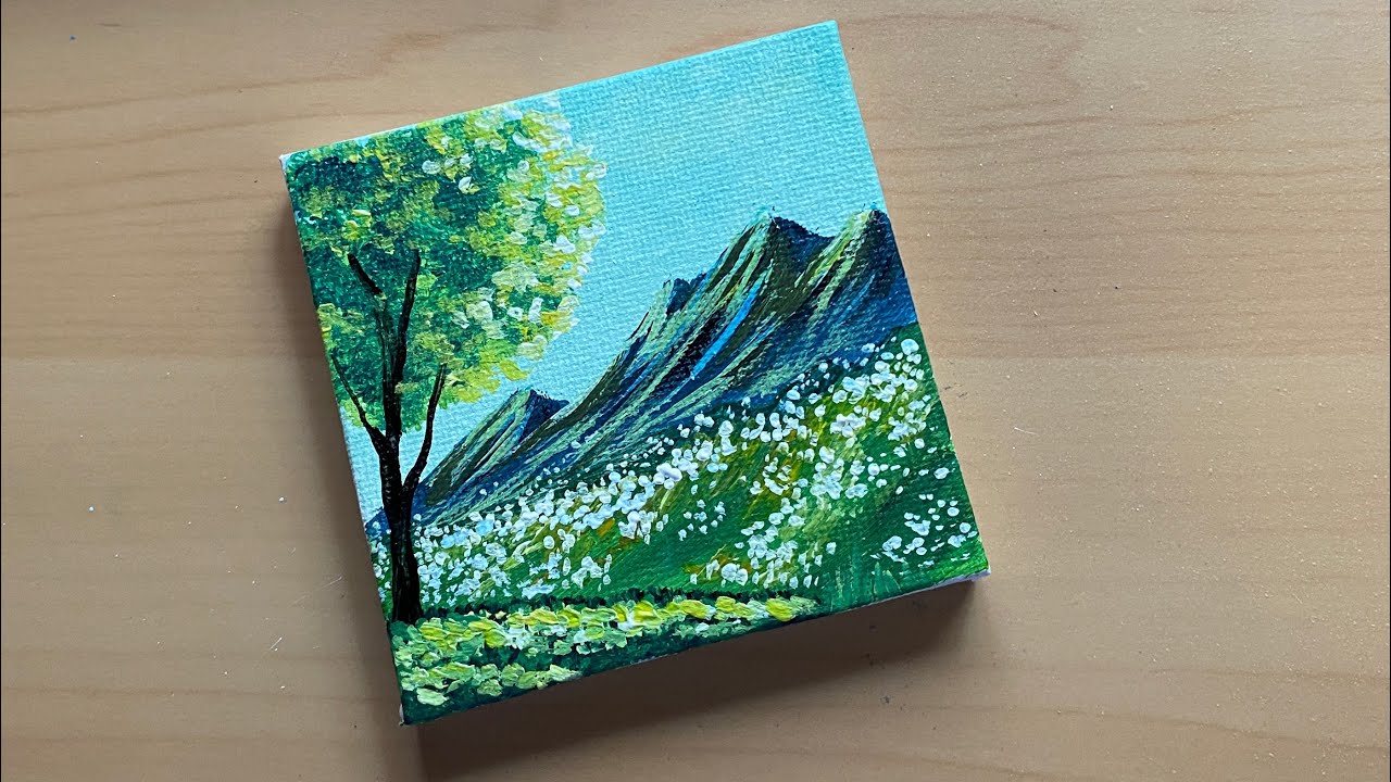 How to paint white flowers in landscape Acrylic Painting Art