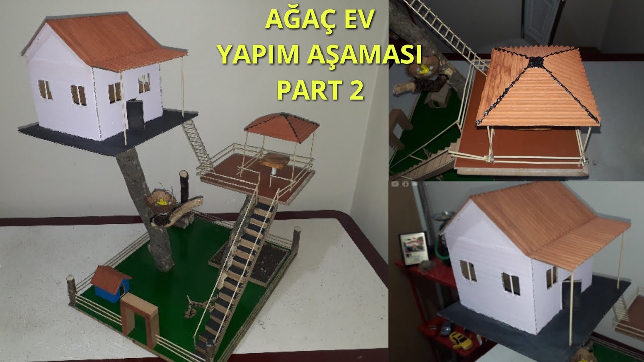 Mükemmel Dekoratif Ağaç Ev Yapımı Maket DIY making a small cardboard