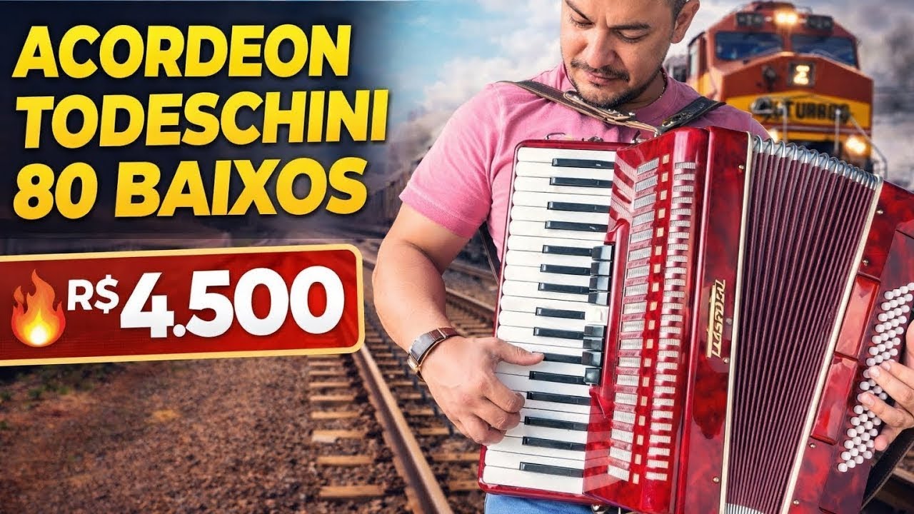 ACORDEON TODESCHINI IMPORTADA 80 BAIXOS 🔥 Vermelha | Revisada e Afinada