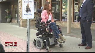 Disability awareness parking signs in Downtown Sioux Falls