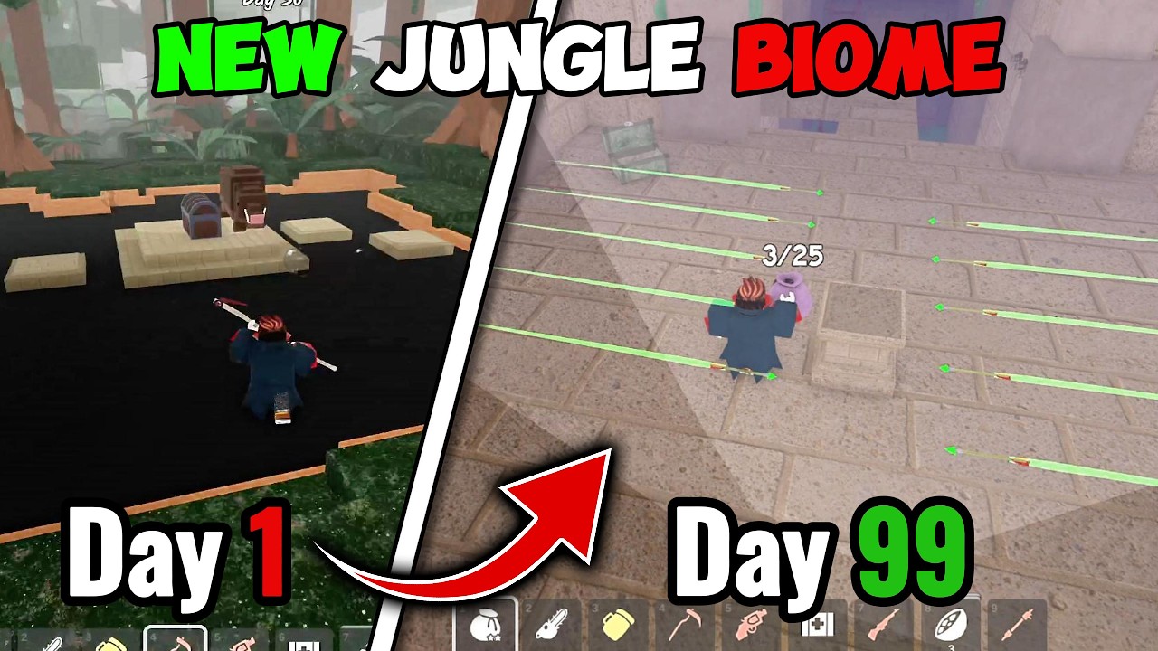 NEW JUNGLE BIOME UPDATE gone crazy in 99 nights in the forest roblox
