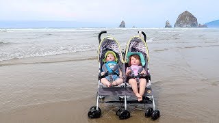 Reborn Toddler Twins Going to the Beach with Double Stroller