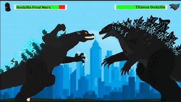 [DC2] Titanus Godzilla 2021 vs Godzilla Final Wars 2004 | ANIMATION with healthbars