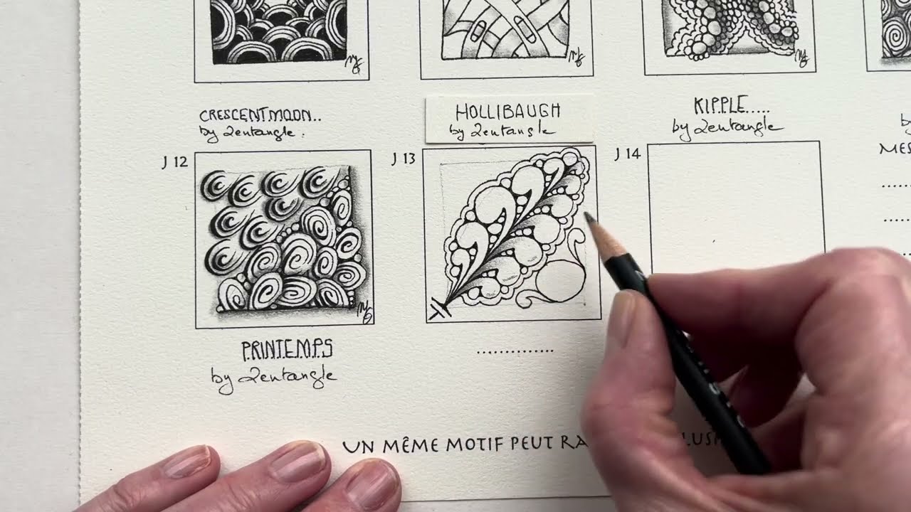 100 DP 2026 - J 13 - Variations d’un tangle - Semaine 2 - Zentangle pour débutant 