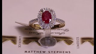 #67518 | R1.12ct/D0.34ct | Oval Ruby & Diamond Ring with Diamond Shoulders | Set in 9ct Yellow Gold Details