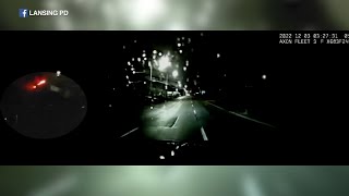 Police dashcam video captures moment car flies through the air