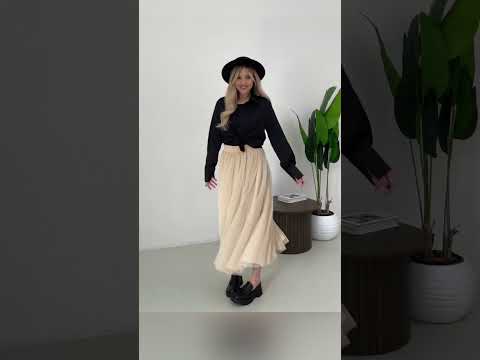 Легка спідниця з високою талією Klereen, бежева, видео 1