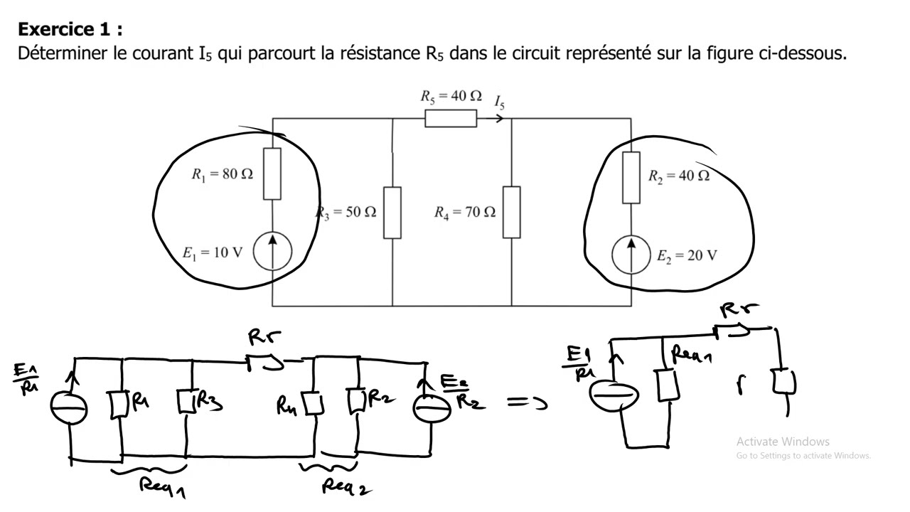 TD Transformation des Sources | Équivalence Thévenin ↔ Norton (Tension ↔ Courant)
