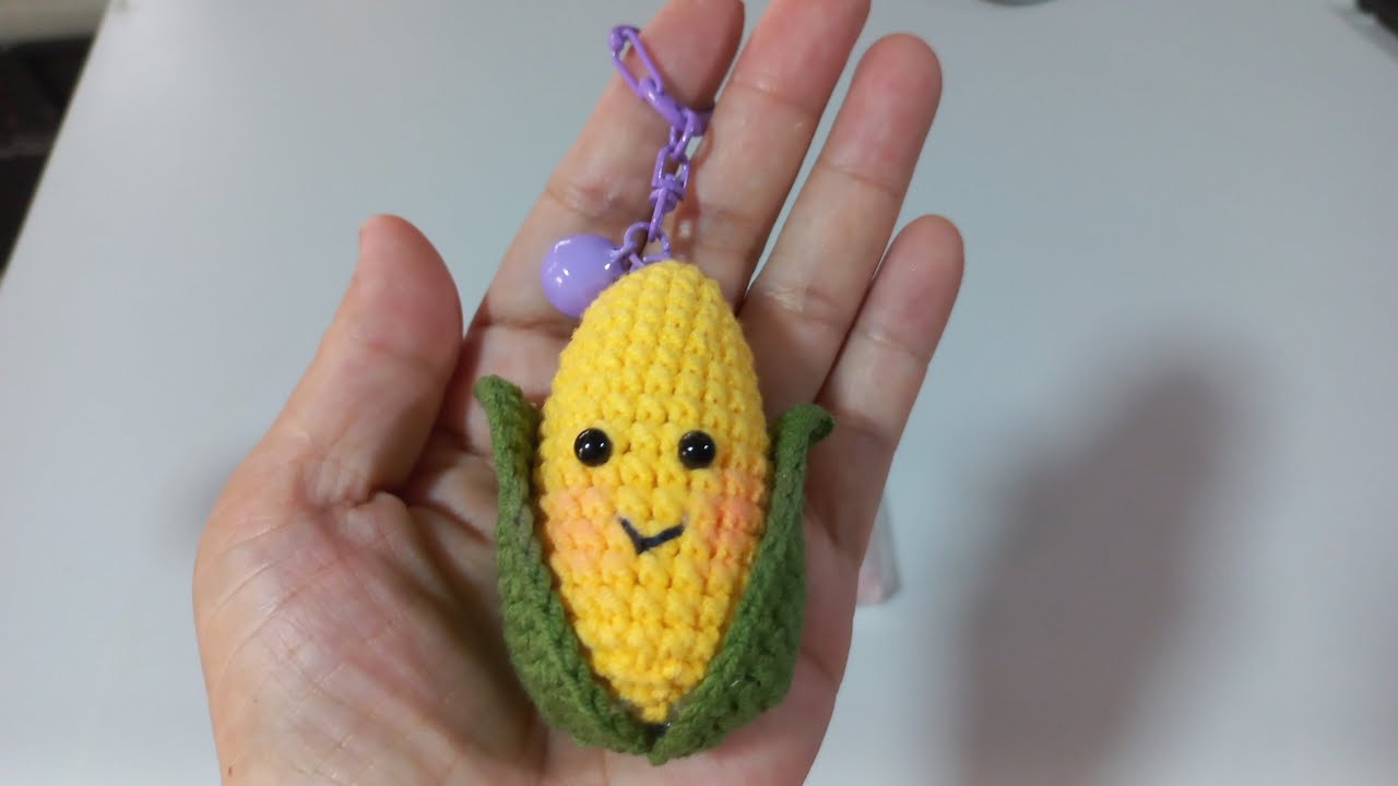 วิธีถักพวงกุญแจข้าวโพด-How to crochet corn