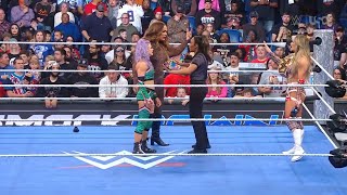 Tiffany Stratton saved by Referee from Nia Jax & Candice LeRae threatening to inflict injuries