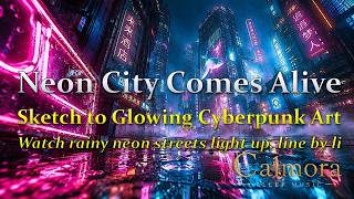 Painting a Glowing Neon City — Sketch to Color Reveal screenshot 3