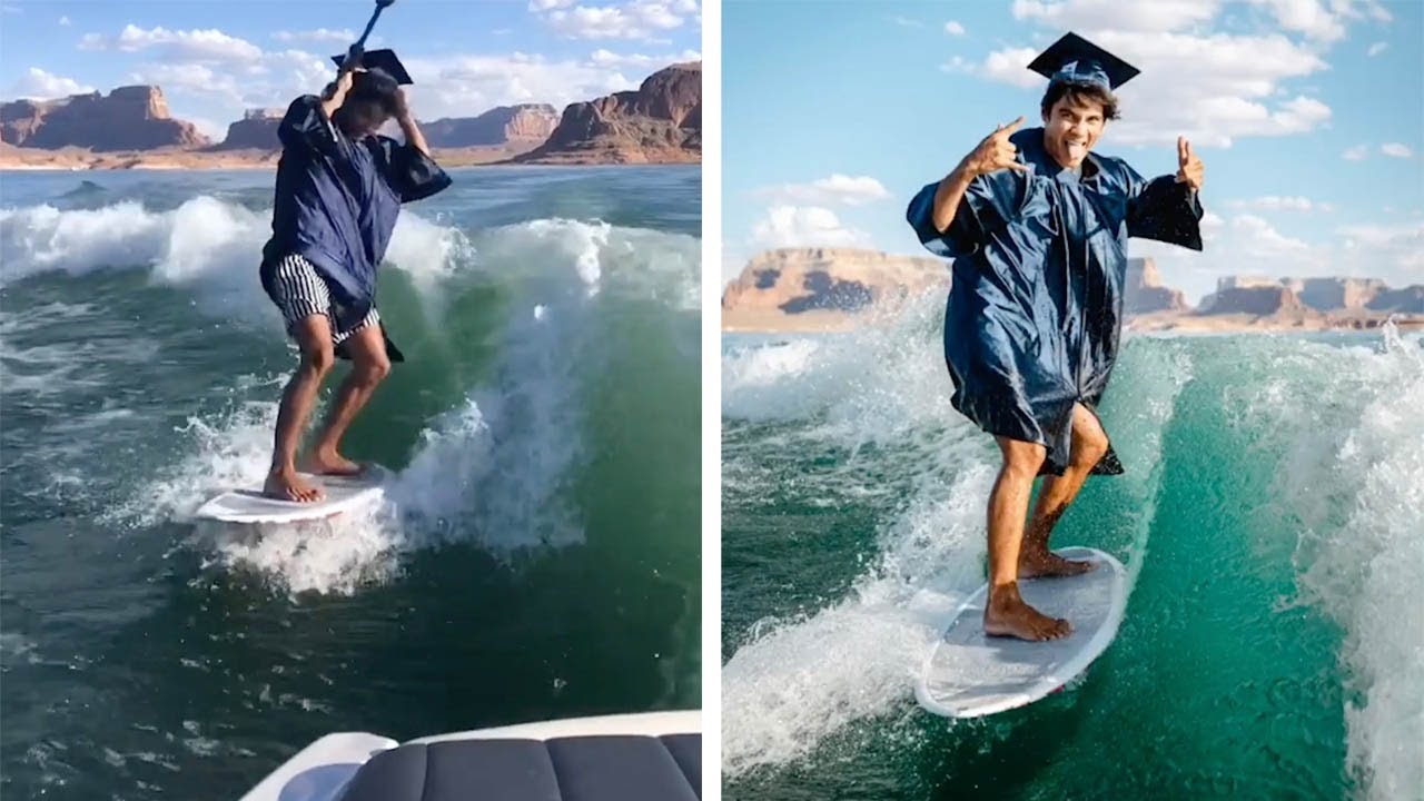 Student Takes Graduation Photos While Wakesurfing YouTube