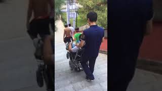 Seat up and Down&Stair Climbing COLOR 220E Functional Electric Wheelchair--Down Stair