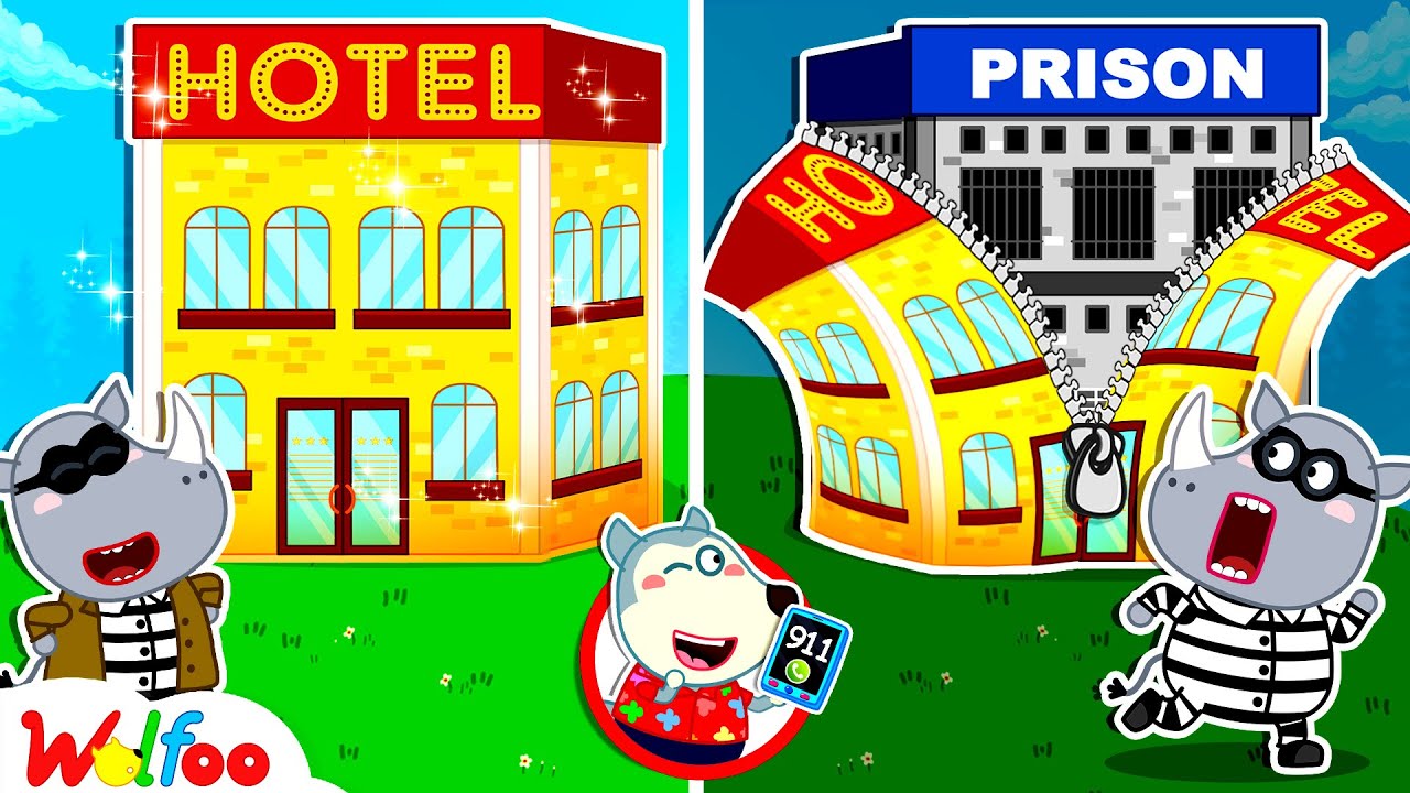 Police Chase Adventure 💥 It's Not a Hotel, It's a Jail! | Safety Rules for Kids | Wolfoo Family