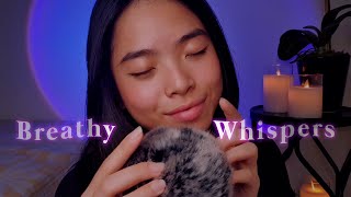 ASMR Breathy Whispers & Fluffy Mic Touching 🌬️ Relaxing Trigger Words