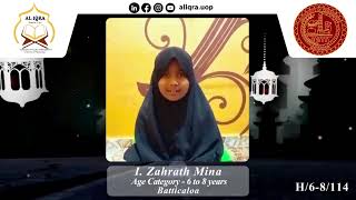 Al-Iqra Islamic Kids Talent Show 2026 Season 7 I. Zahrath Mina Quran Hiflzh.