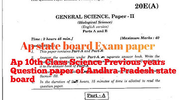 AP 10th Class Science /Physics /Biology Previous years question paper of Andhra Pradesh state board