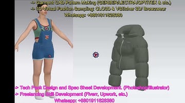 Garment pattern making and Clo3D sampling with mockup, Techpack illustrator