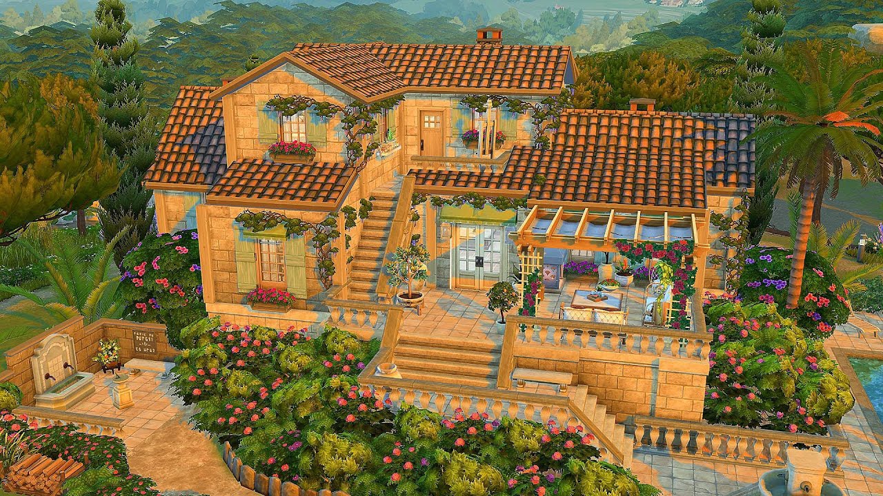 Tuscan Style Home 🏖️🌴 The Sims 4 - Speed Build - YouTube
