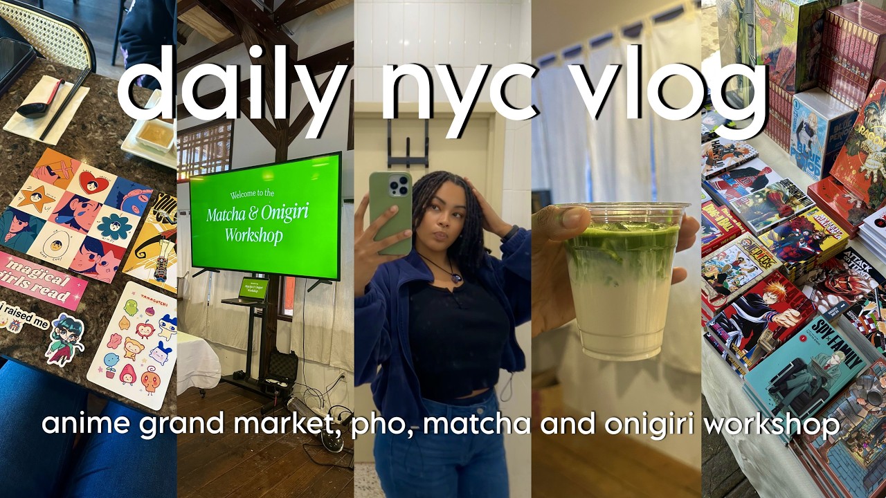 daily nyc vlog 🍙 anime grand market, pho, matcha & onigiri workshop | nats vlogs