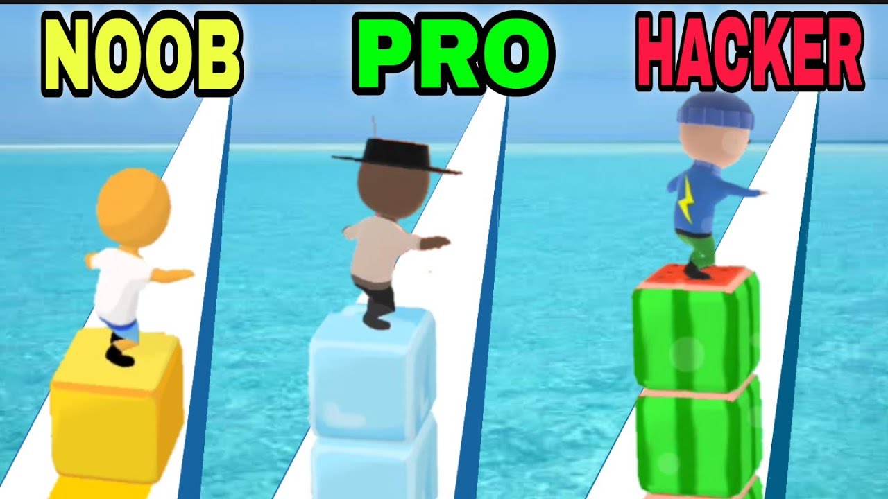 NOOB vs PRO vs HACKER in Cube Surfer! New Update