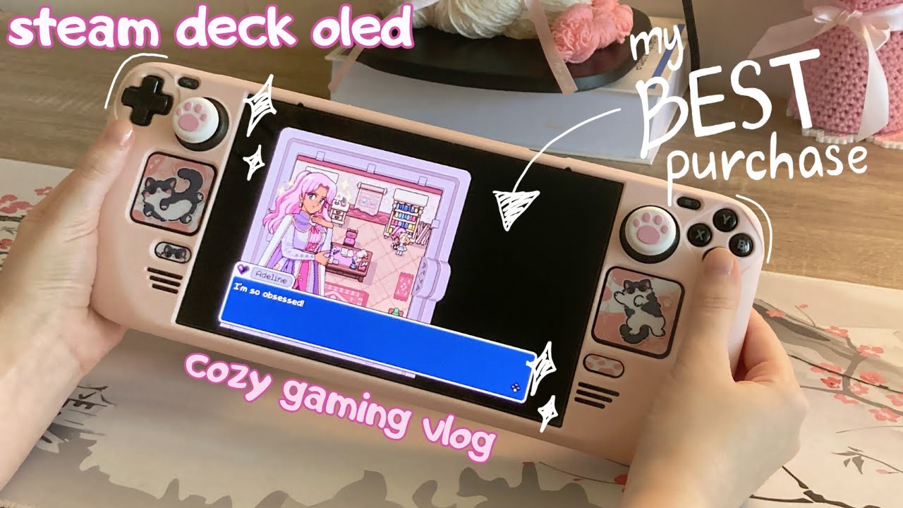 i got a steam deck oled in 2025! the cutest setup & cozy gameplay 🍓| fields of mistria, coral island