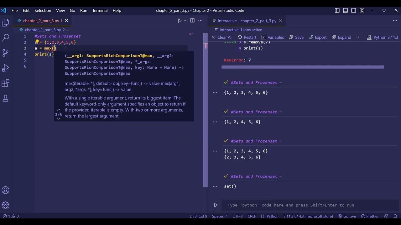 Chapter 2.3 | Sets & Frozenset in Python - YouTube