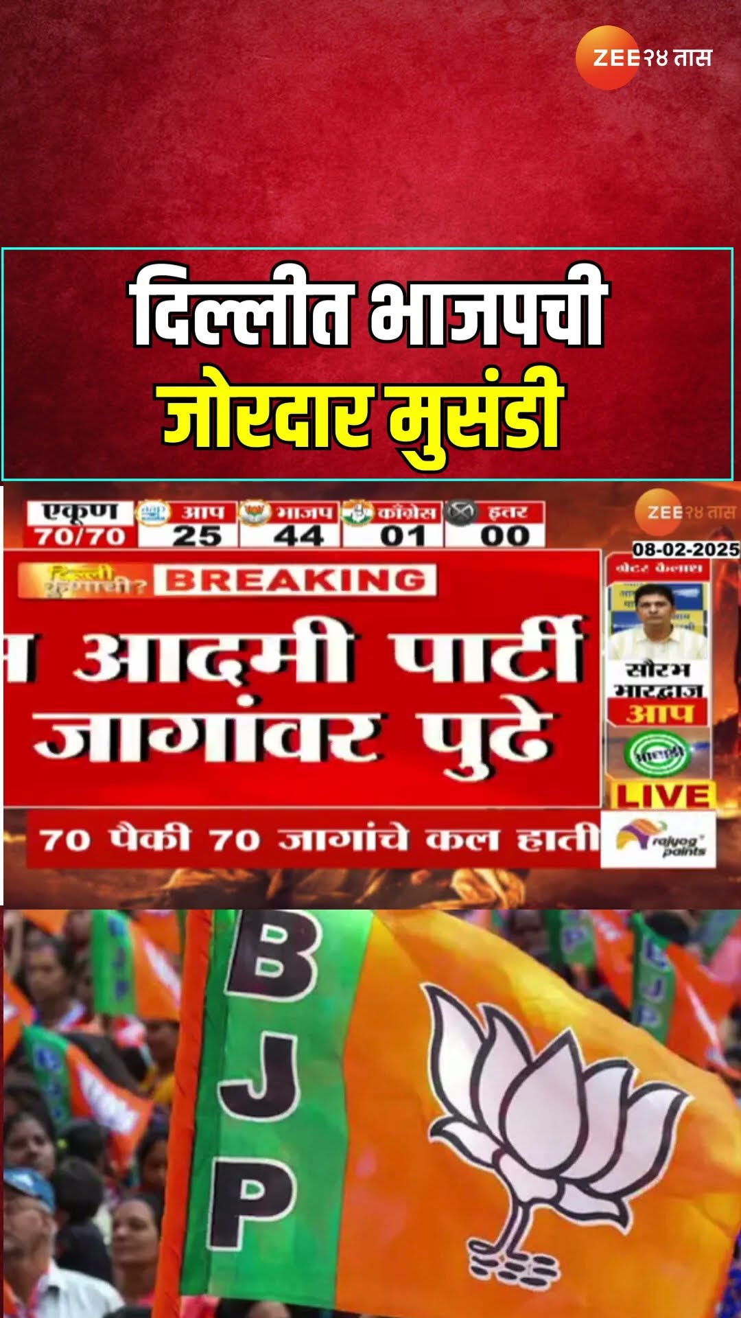 Delhi BJP Start Celebration  दिल्लीत भाजपची जोरदार मुसंडी; कार्यकर्त्यांकडून जल्लोषाची तयारी