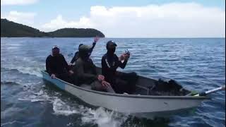 12 foot long fiberglass boat test run