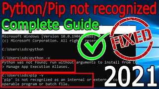 ✅fixed python/pip/ is not recognized as an internal or external command| python command error solved