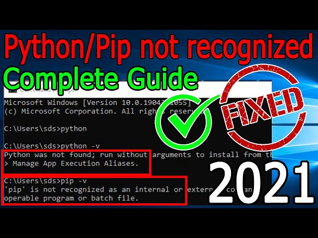 ✅FIXED Python/pip/ is not recognized as an Internal or External command| Python Command Error SOLVED class=
