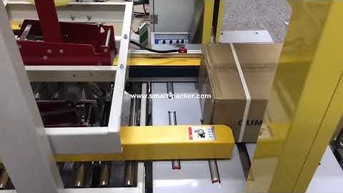 Semi automatic box carton tape top bottom sealing machine with PP belt strapping sealing machine
