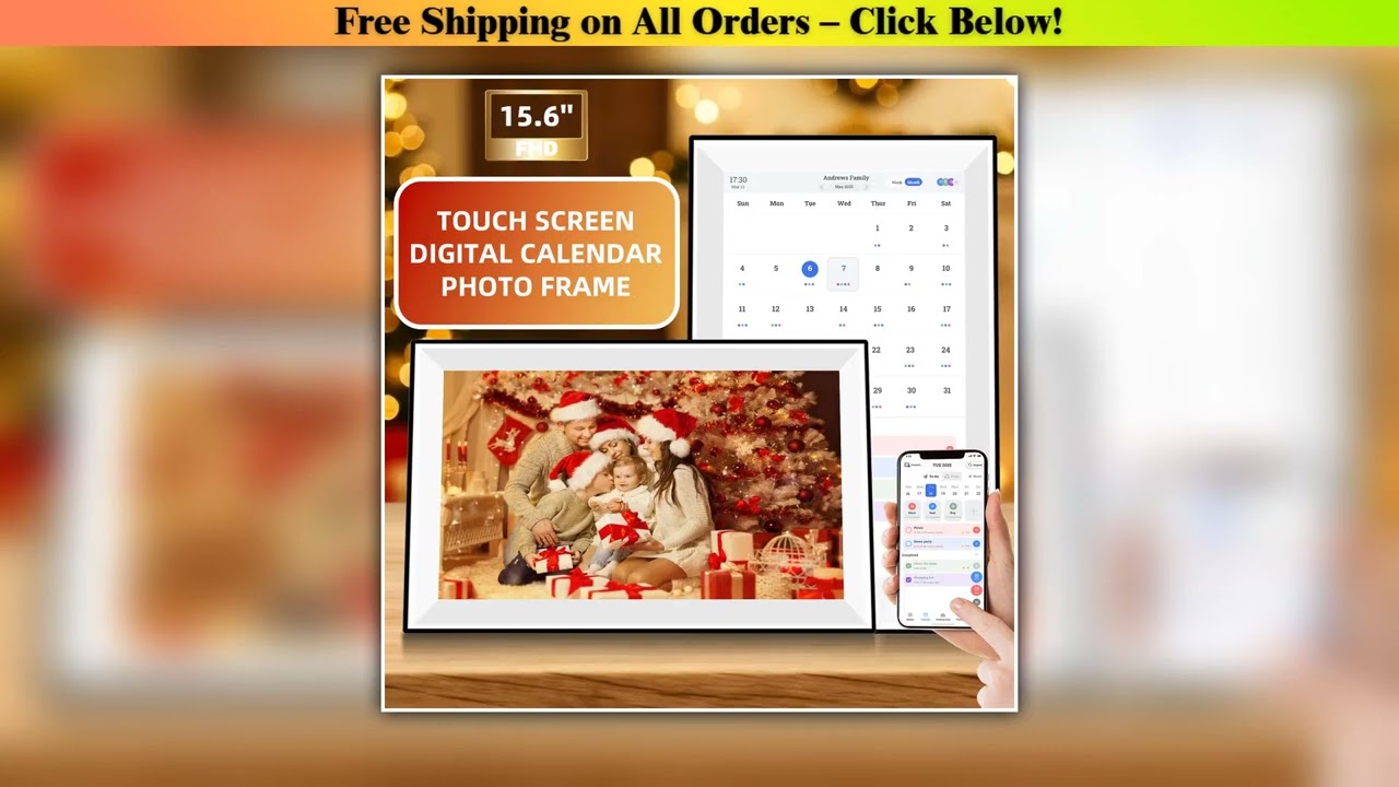 15.6 Inch Digital Smart Calendar Photo Frame Chore Chart Interactive Touchscreen Wall Desk Mount