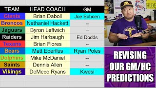 Revising Our General Manager Head Coaching Hiring Predictions Around the NFL