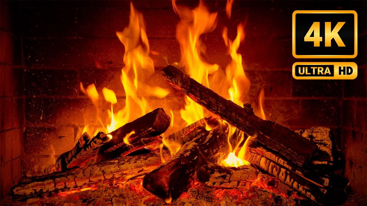 Soothing Jazz Music Fireplace Ambience | Natural Fire Sounds & Relaxing Piano Playlist | 12 Hours