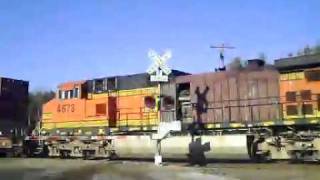 BNSF 4381 (C44-9W) EB Double Stack Departs from M. P. 394 (1-31-2012)