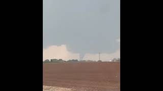Tornado Funnel Cloud Looming Over Flat Fields Near Amarillo