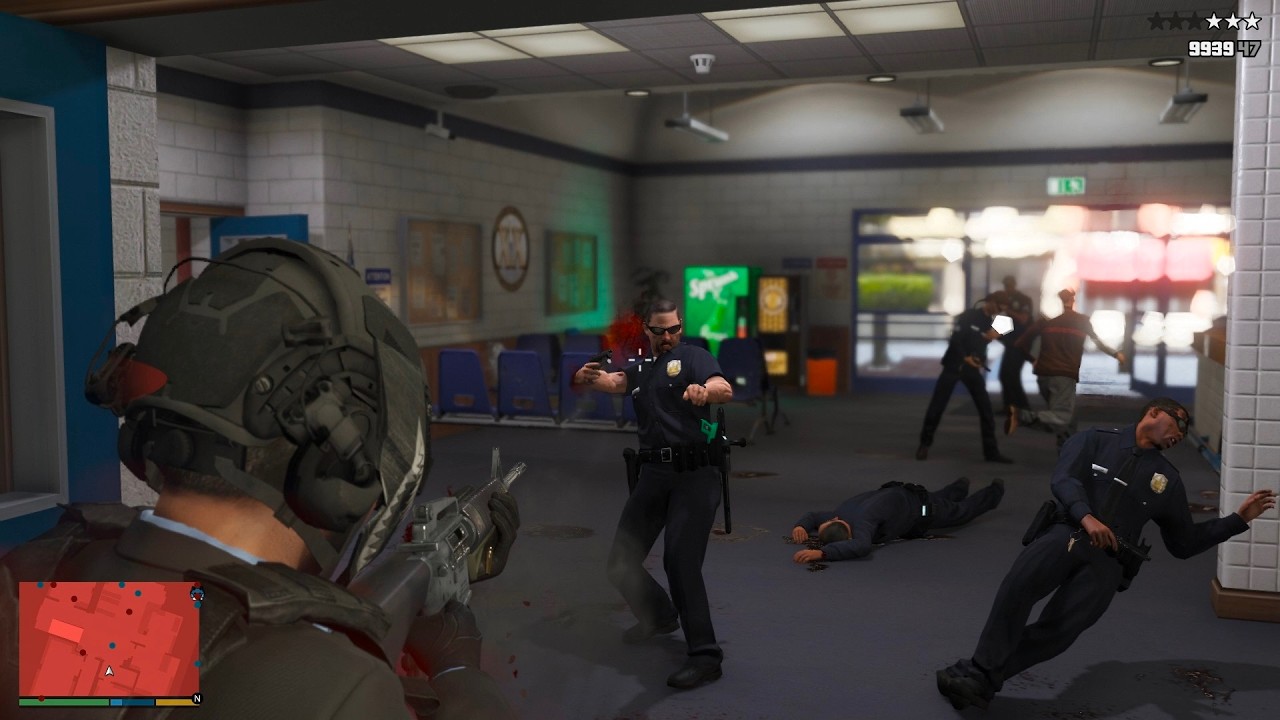 GTA 5 Police Station Shootout + Military Base Rampage + 10 Star Wanted ...