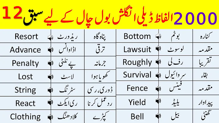 2000 Basic Vocabulary Words Course with Urdu Meaning | Class 12 | @AWEnglish