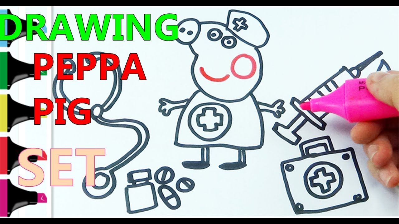 How To Draw Peppa Pig Set Of Medical Doctor Coloring Pages For Kids Youtube