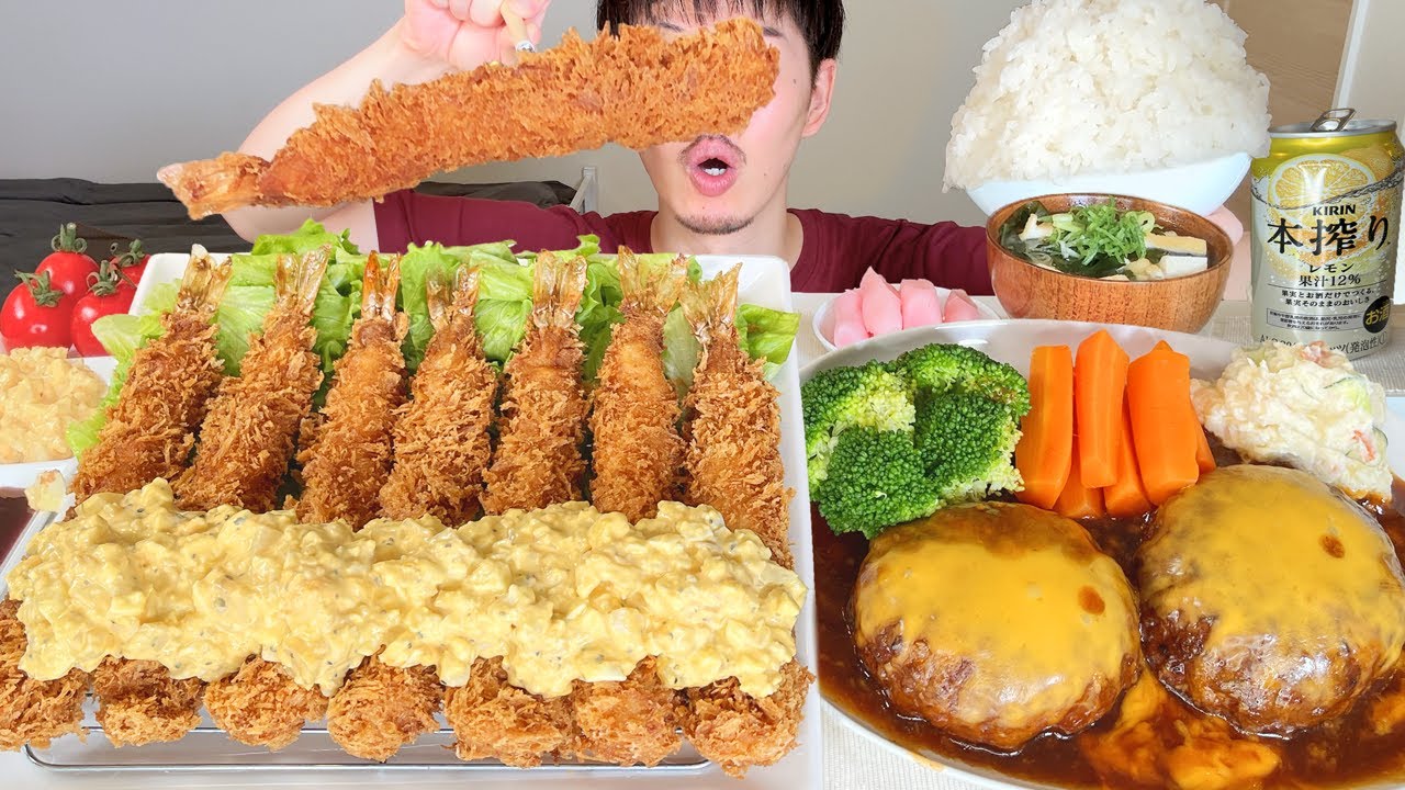 ASMR ジャンボ海老フライ Fried Shrimp EATING SOUNDS | 咀嚼音 | MUKBANG | 먹방