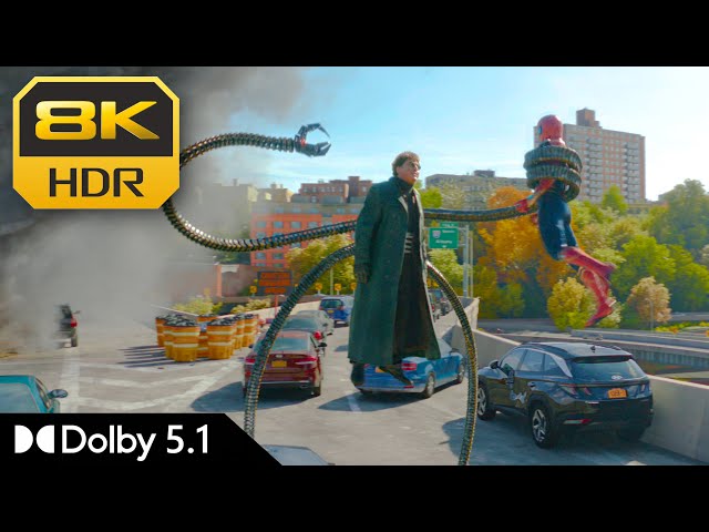 8K HDR | Bridge Fight with Doc Ock - Spider-Man: No Way Home | Dolby 5.1 class=