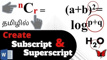 Subscript and Superscript|MS Word|Tamil