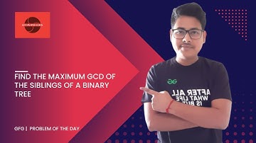 Find the maximum GCD of the siblings of a Binary Tree|java|GFG|Problem Of The Day|17 jan 2023