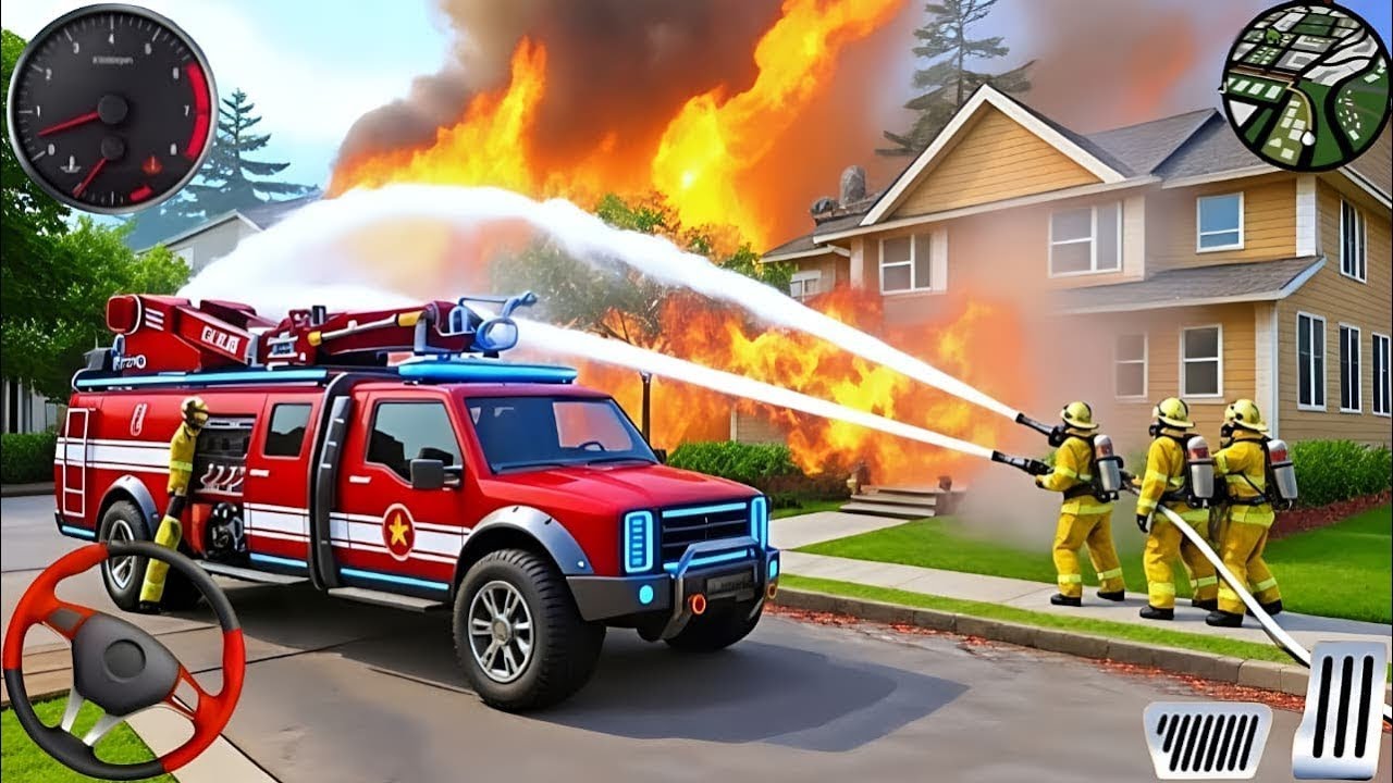 Fire Truck City Rescue Simulator - 911 US Emergency Fire Truck Driving 3D 2025 - Android Gameplay