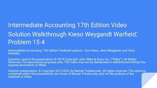 Famous Wiley Intermediate Accounting 17th Edition Solution Walkthrough Problem 15-4 Wealth