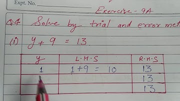 Linear Equations in one variable Exercise 9A Trial and Error method Sonu Sir