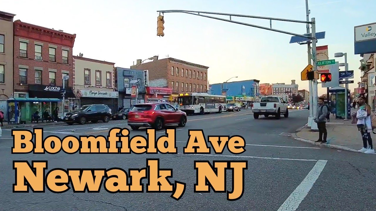 Walking on Bloomfield Avenue in Newark, New Jersey, USA Broadway to